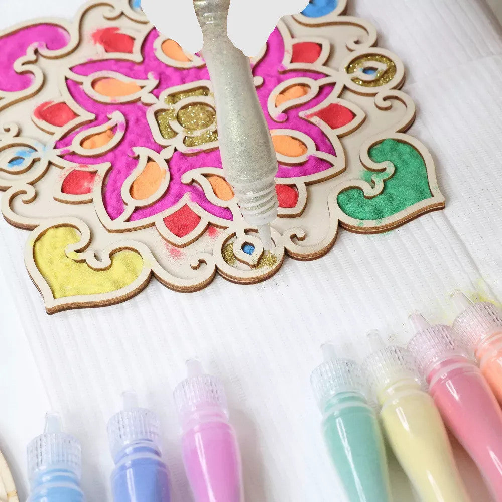 Make Your Own Wooden Rangoli Sand and Paint Art Kit