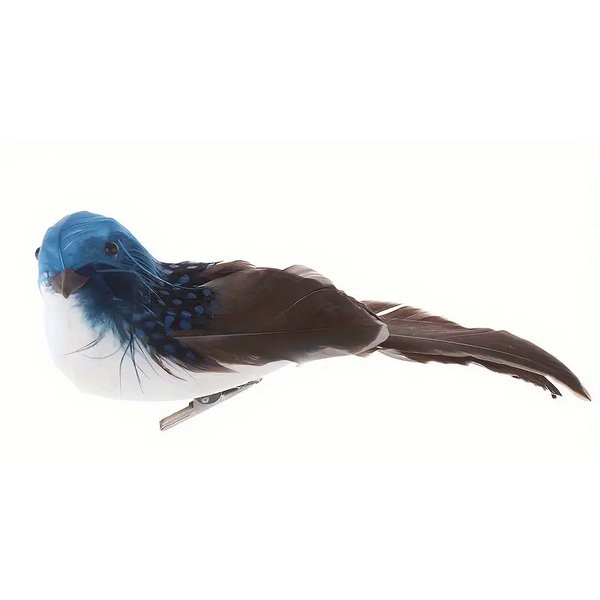 Mini Faux Feathered Dove Foam Bird Blue