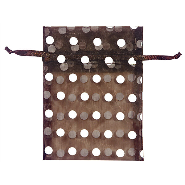 Organza Bags With White Polka Dots