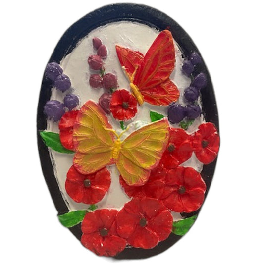 Oval Pansies and Butterfly Plaque Plaster Mold