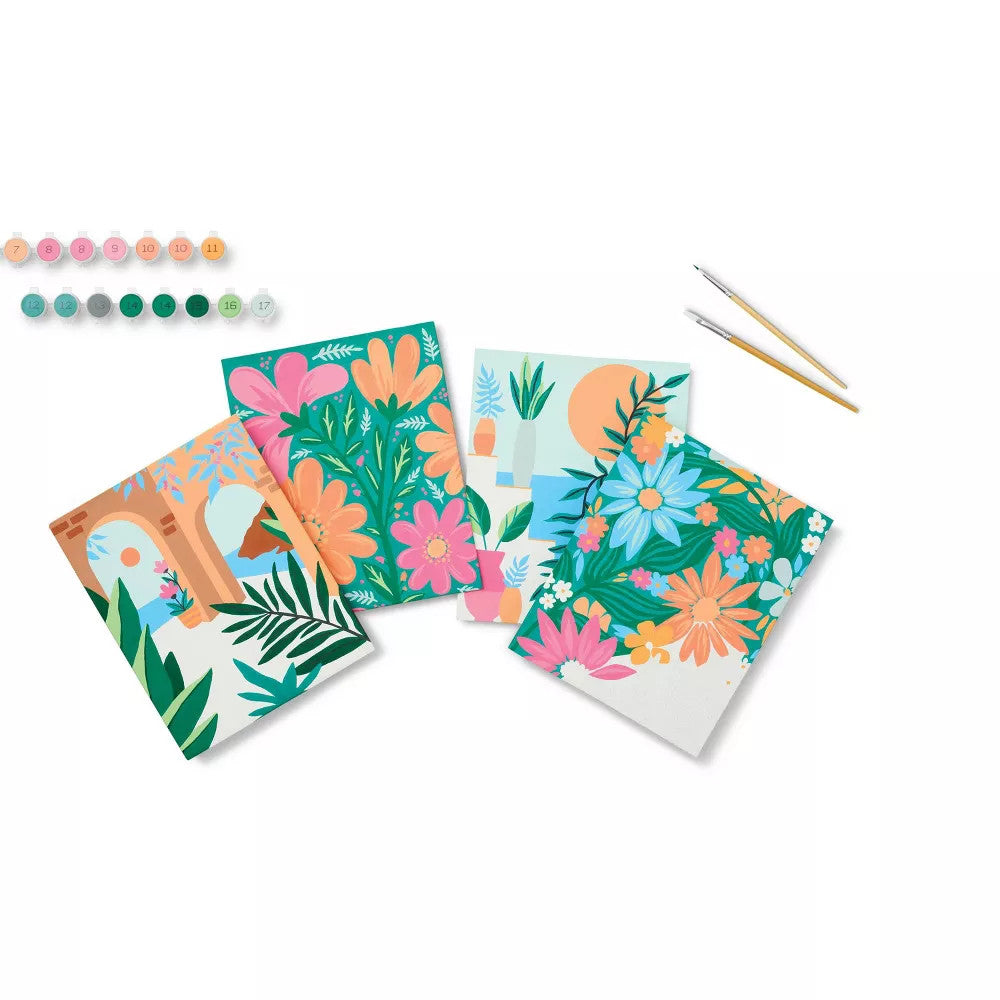 Paint by Number Canvas Boards Floral 4 Pk