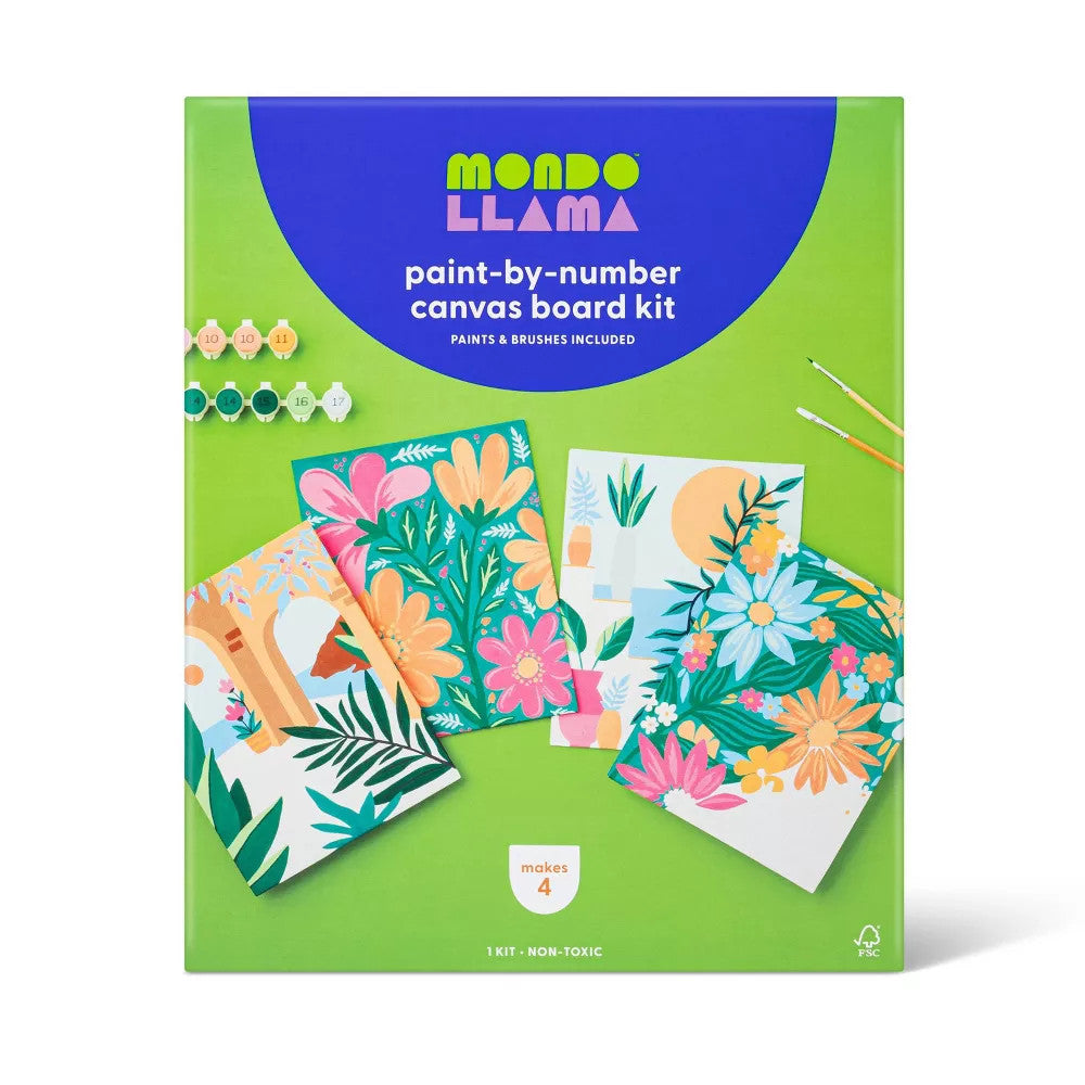Paint by Number Canvas Boards Floral 4 Pk