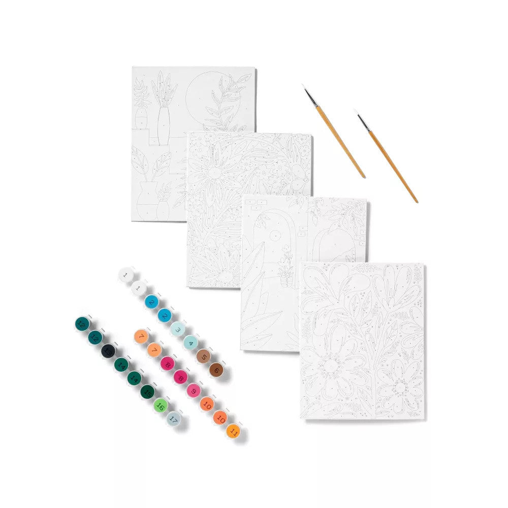 Paint by Number Canvas Boards Floral 4 Pk