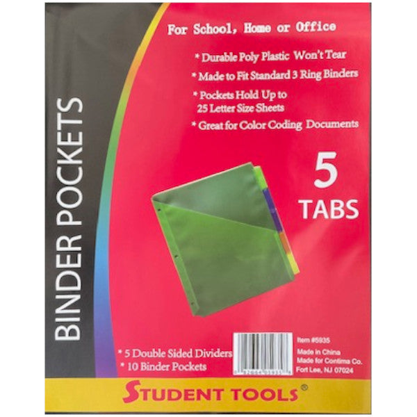 Poly Index Dividers with Pockets - 5 Tab