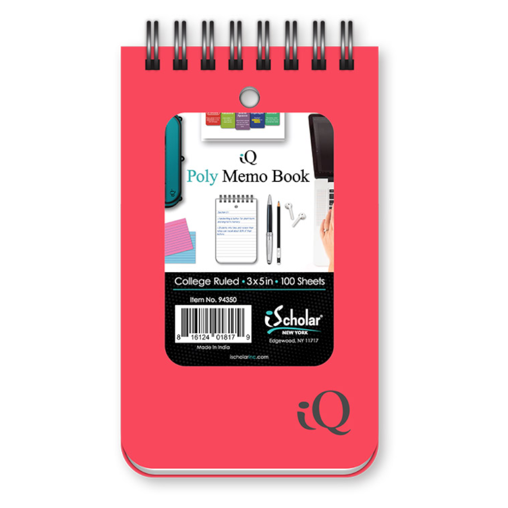 Poly Memo Book Double Wire 3x5 100 Sheets