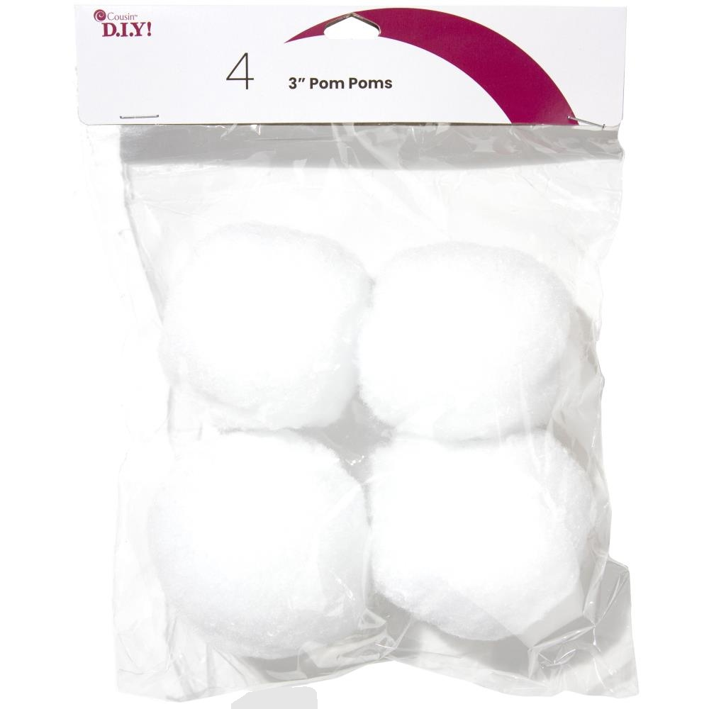 Pom-Poms 3" 4/Pkg White