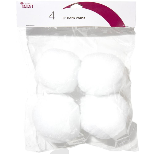 Pom-Poms 3" 4/Pkg White