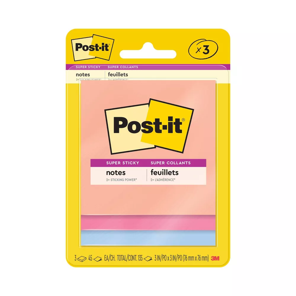 Post-it Super Sticky Notes 3" x 3", Summer Joy