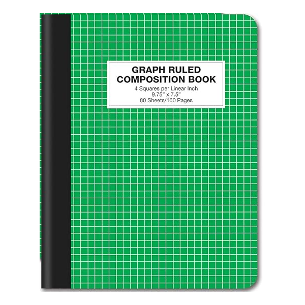 Quad Ruled Composition Notebook, 9.75" x 7.5", 80 Sheets