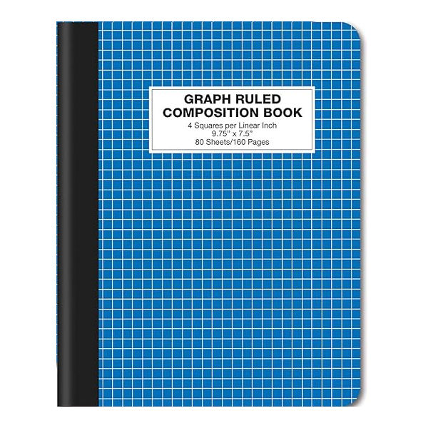 Quad Ruled Composition Notebook, 9.75" x 7.5", 80 Sheets