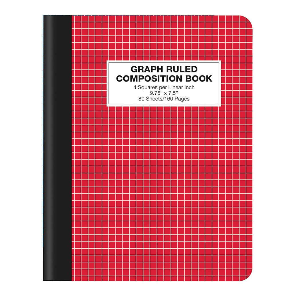 Quad Ruled Composition Notebook, 9.75" x 7.5", 80 Sheets