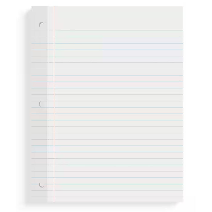 Reinforced Wide Ruled Filler Paper, 8" x 10.5"