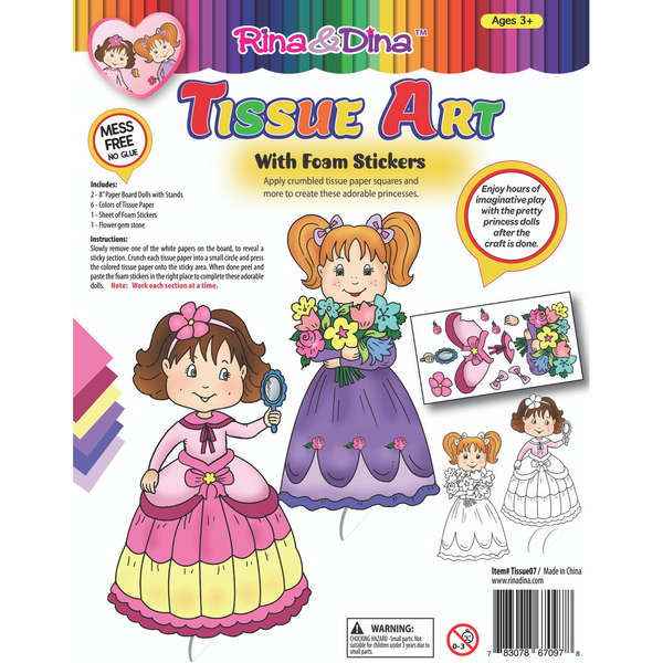 Rina and Dina Tissue Art Dolls with Foam Stickers
