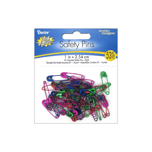 Safety Pins #1 Assorted Colors 53 Pieces