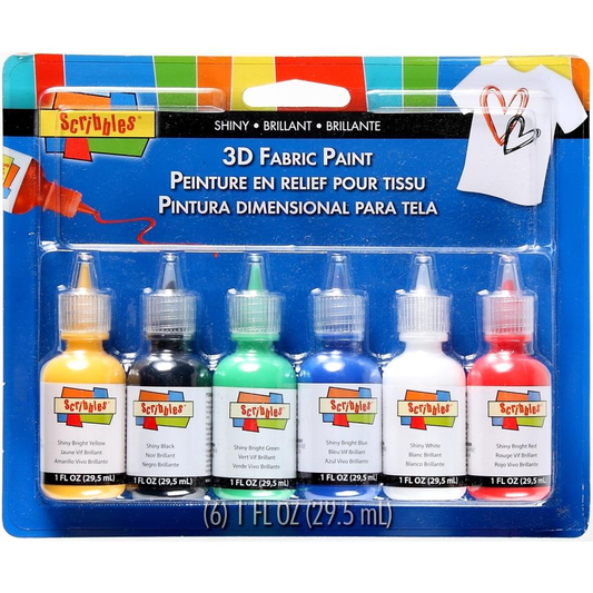 Scribbles 3D Fabric Paints 1 oz 6/Pkg