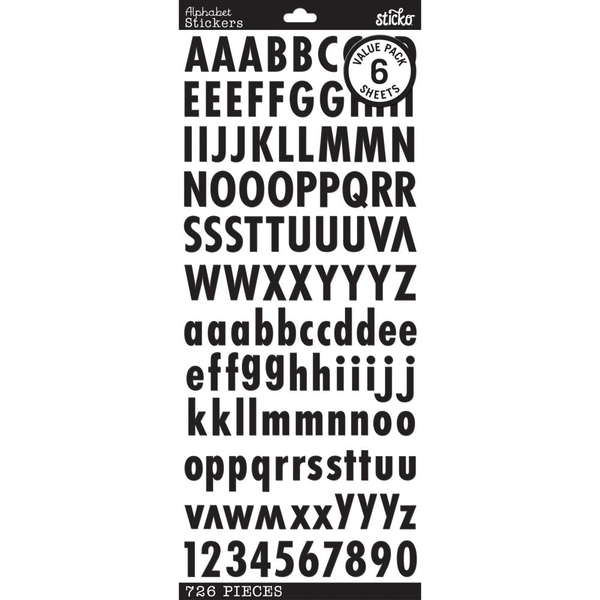 Sticko Black/Gold/Silver Futura Alphabet Stickers