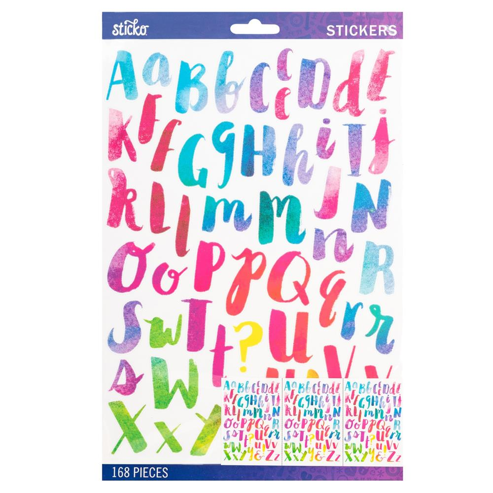 Sticko Multi Watercolor Large Alphabet Stickers