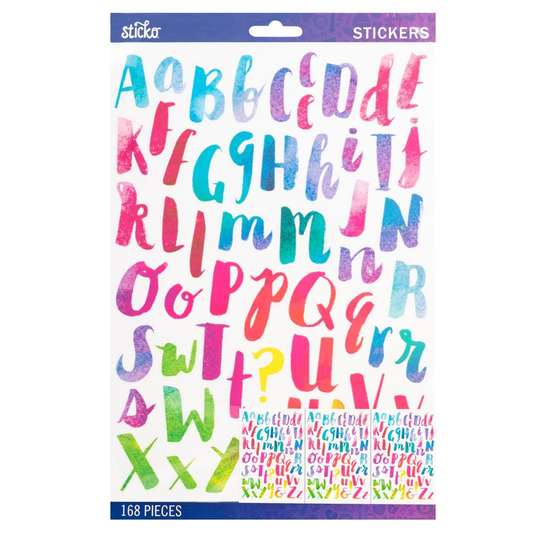 Sticko Multi Watercolor Large Alphabet Stickers