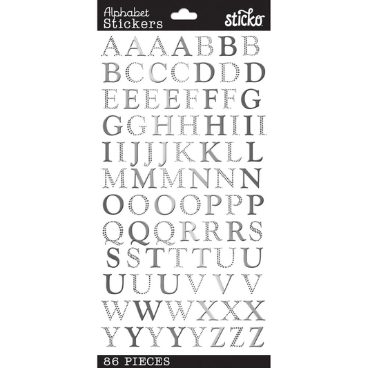 Sticko Foil Goudy Silver Alphabet Stickers