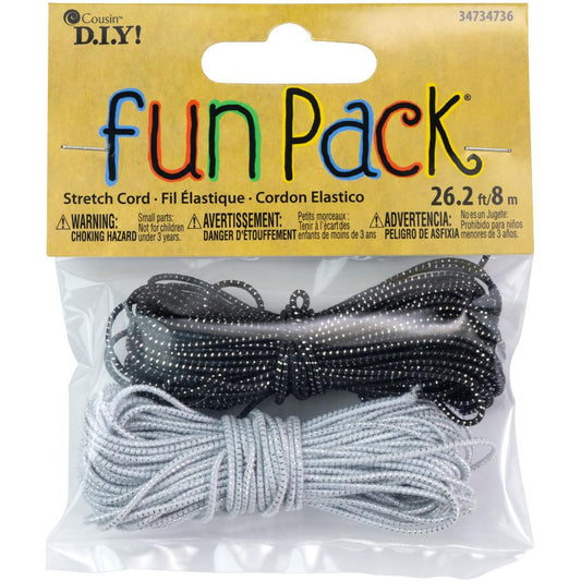 Stretch Cord 26.2 ft Black & White