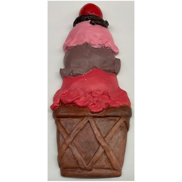 Triple Scoop Ice Cream Cone Plaque Plaster Mold