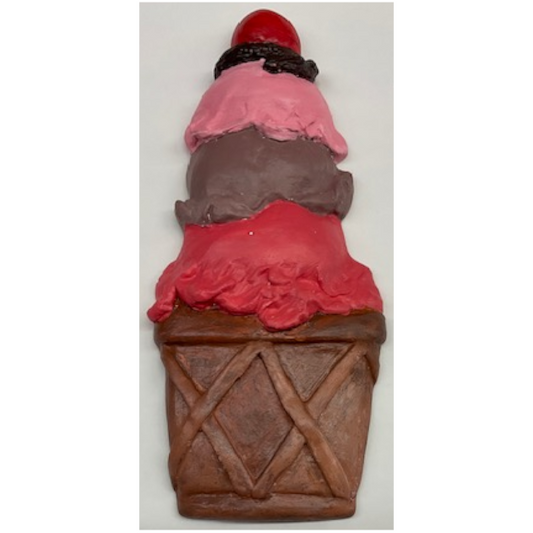 Triple Scoop Ice Cream Cone Plaque Plaster Mold