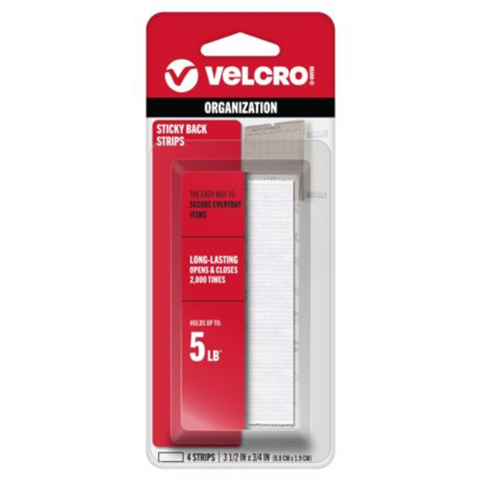 Velcro Sticky Back Tape .75" x 3.5" 4/Pkg
