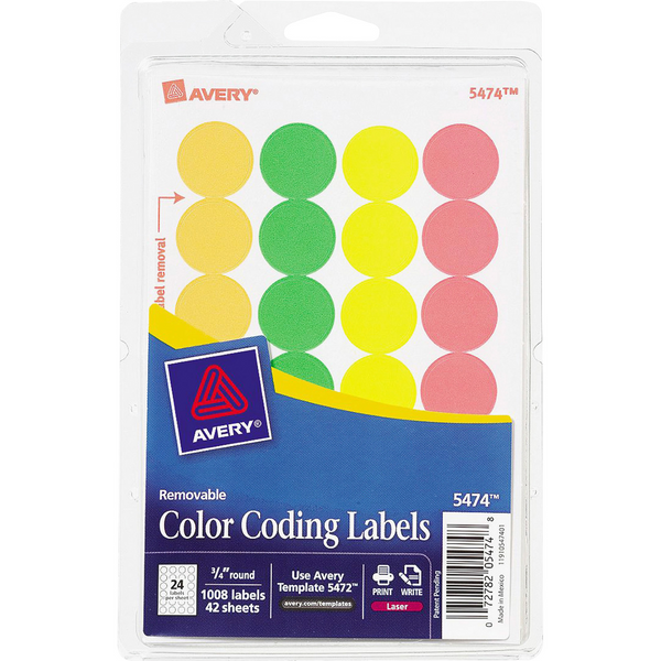 Color Coding Labels 3/4" Round