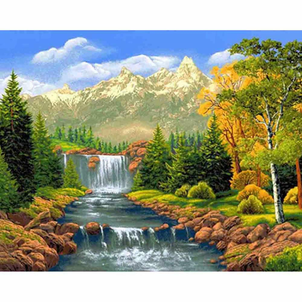 Diamond Painting Waterfall Scene