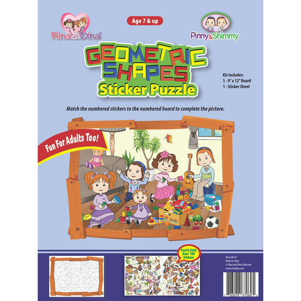 Geometric Shape Sticker Puzzle Children in Playroom