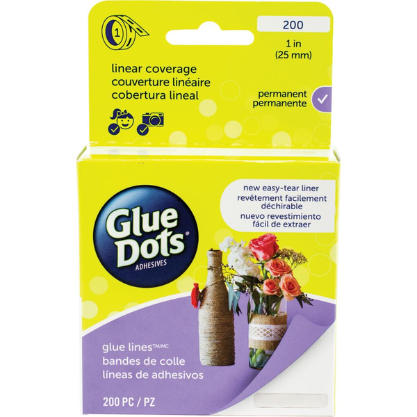 Glue Dots Lines Roll Clear 1" 200 pcs