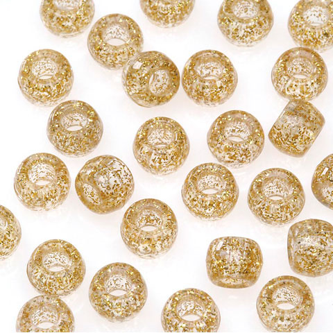 Gold Glitter Beads 6 x 9 mm