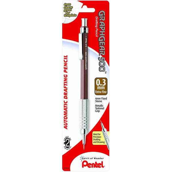 GraphGear 500 Automatic Drafting Pencil (0.3mm), Brown Barrel 1-Pk