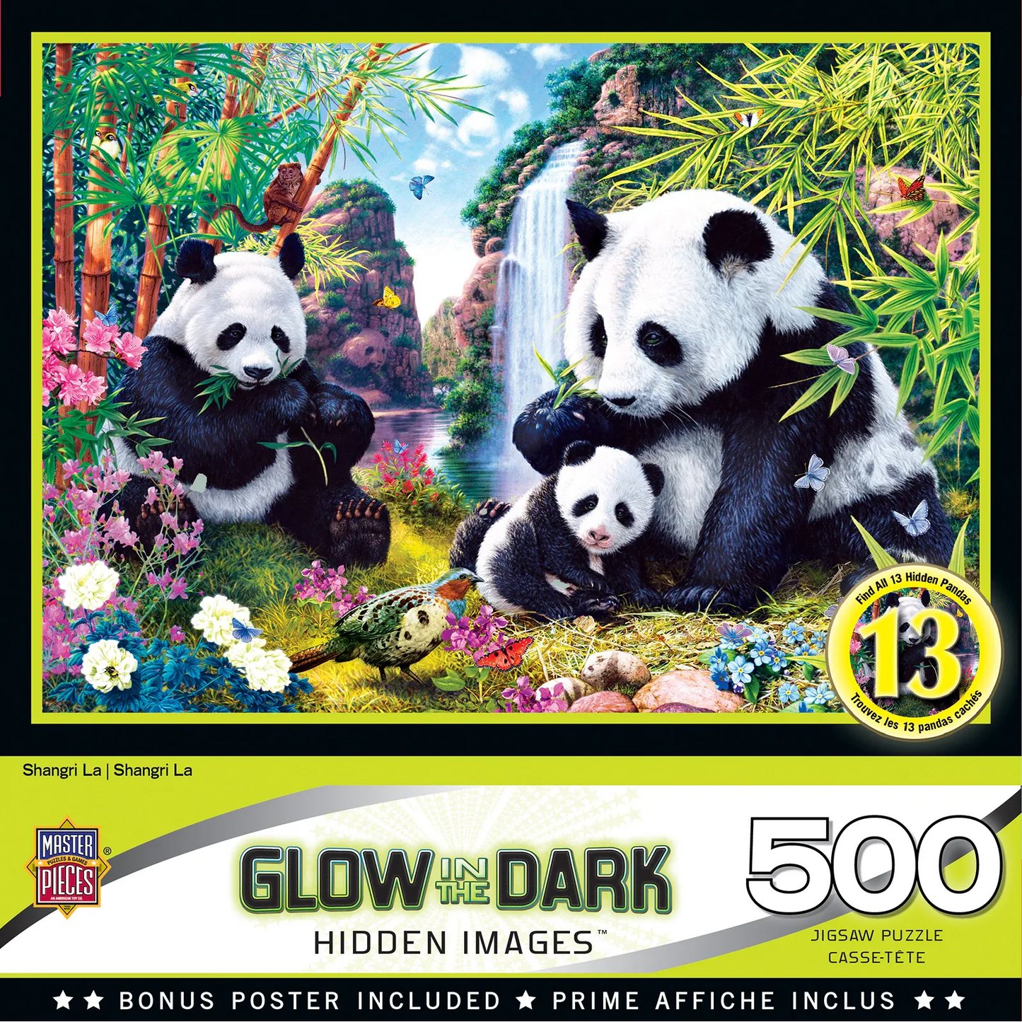 Hidden Images Glow In The Dark ShangriI La - Panda Bears 500 Piece Puzzle