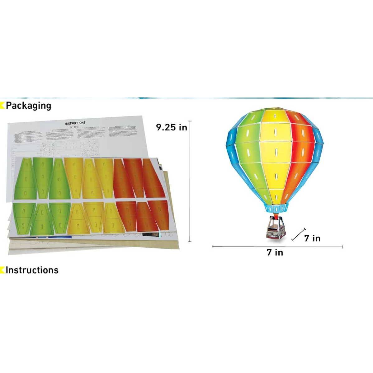 Hot Air Balloon Colored 3D Puzzle