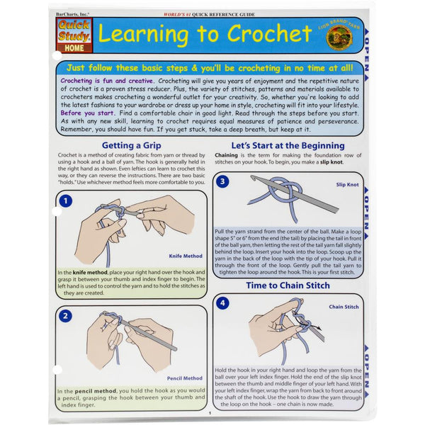 Learning To Crochet Quick Study Reference Guide