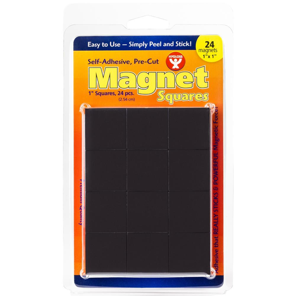 Magnet Squares Self-Adhesive 1" 24/Pkg