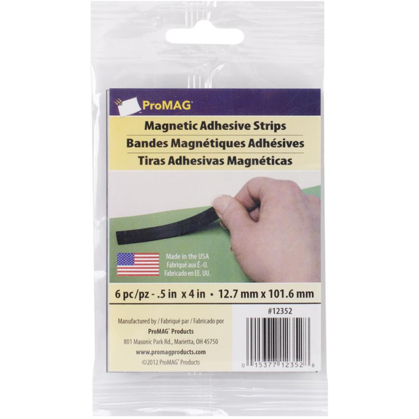Magnet Strips With Adhesive .5"X4" 6/Pkg