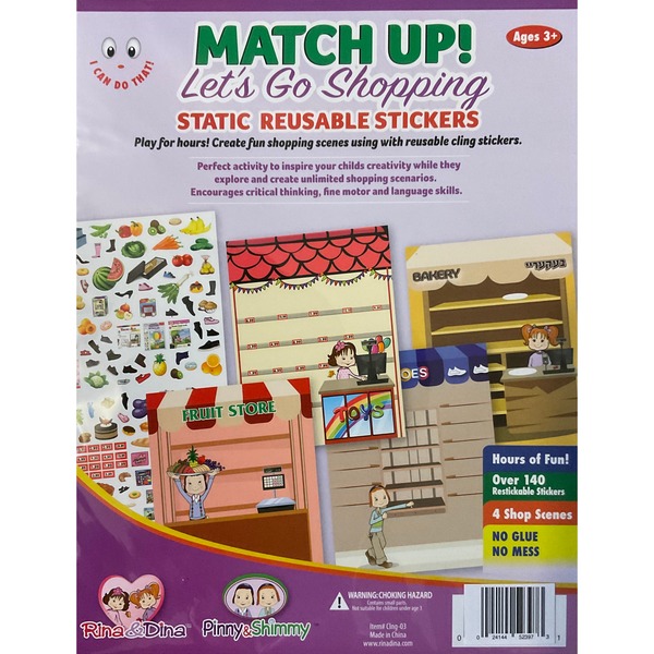 Match Up Let's Go Shopping Reusable Stickers