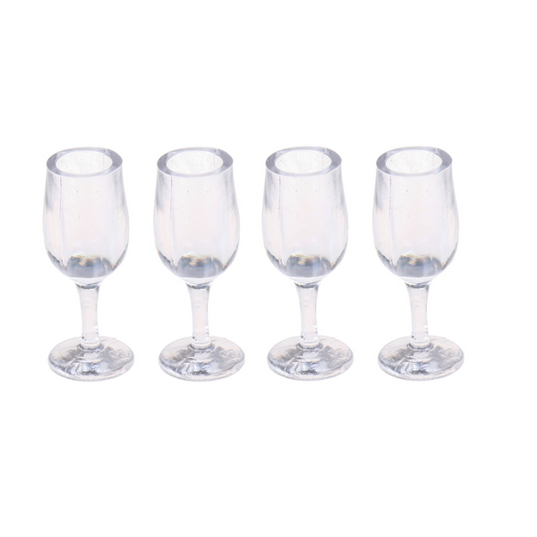 1 :12 Scale Miniature Clear Drinking Stemware - 4 Cups