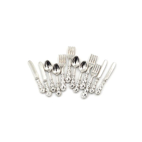 1:12 Scale Miniature Metal Cutlery 12 Pieces
