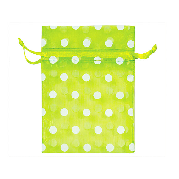 Organza Bags With White Polka Dots