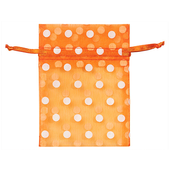 Organza Bags With White Polka Dots