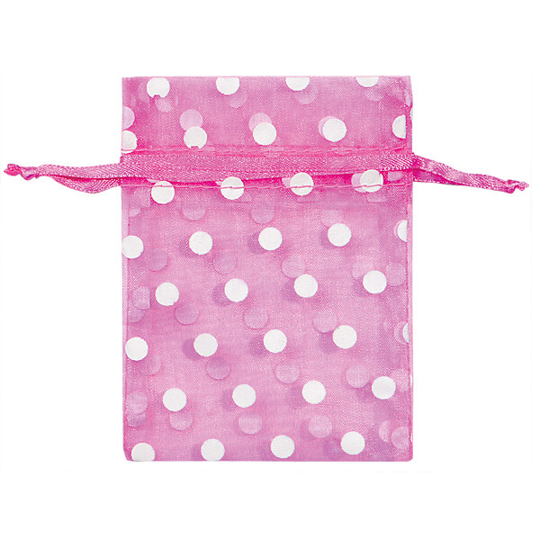 Organza Bags With White Polka Dots