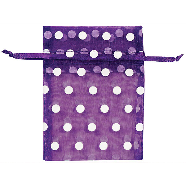 Organza Bags With White Polka Dots