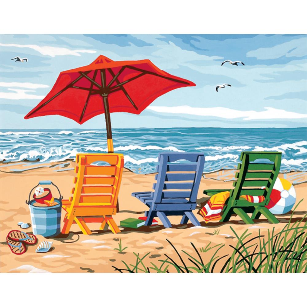 Paint By Number 14" x 11" Beach Chair Trio