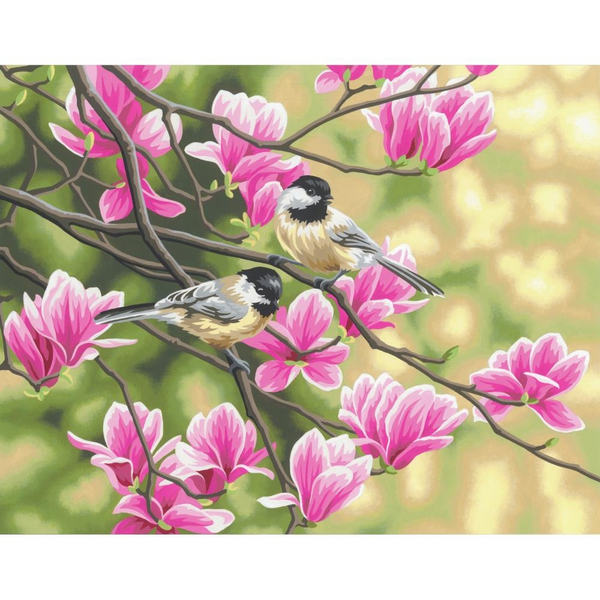 Paint By Number 14"x 11" Chickadees & Magnolias