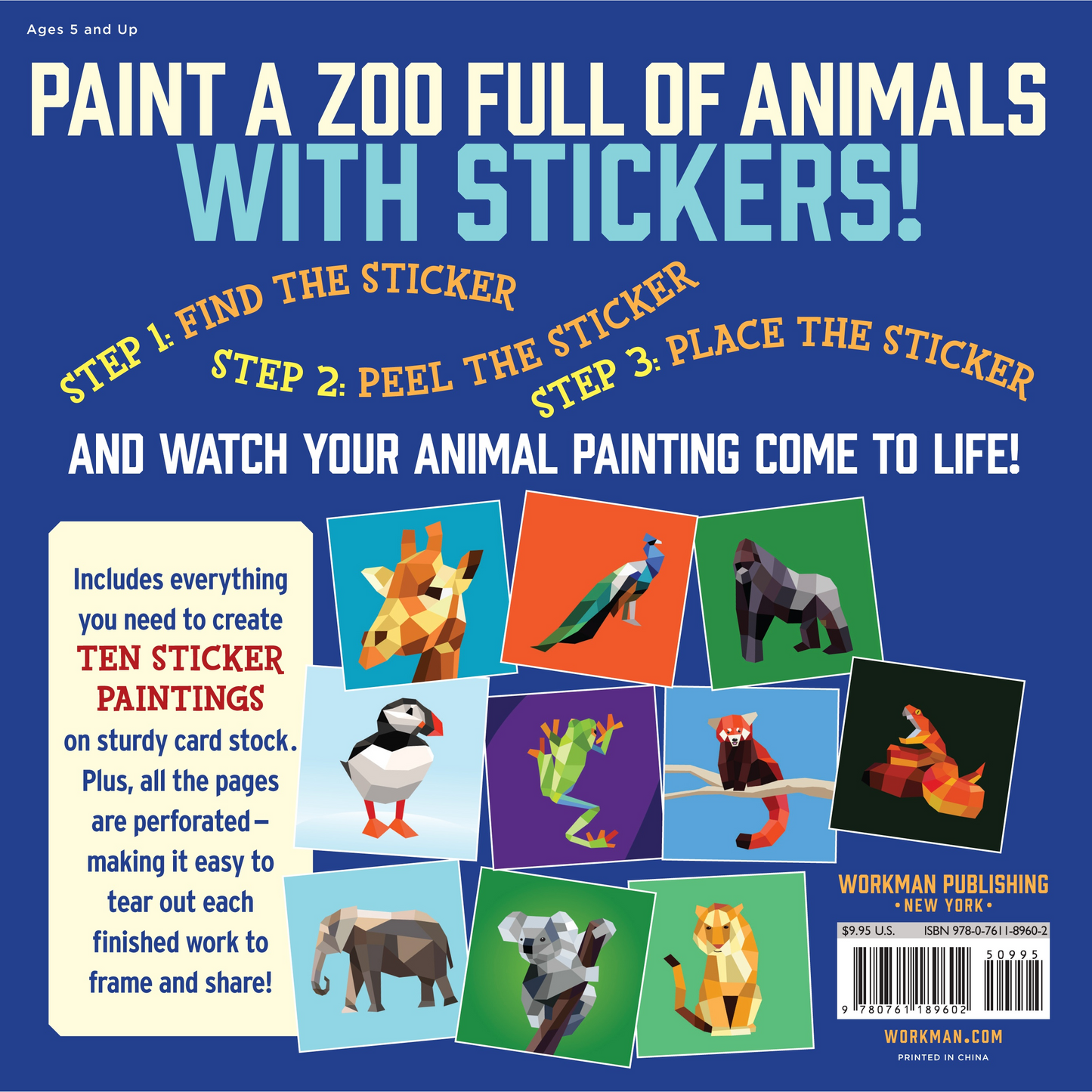 Paint by Sticker Kids Zoo Animals