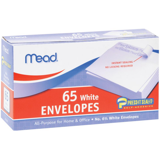 Press-It Seal-It #6 3/4 White Envelopes, 65 Count