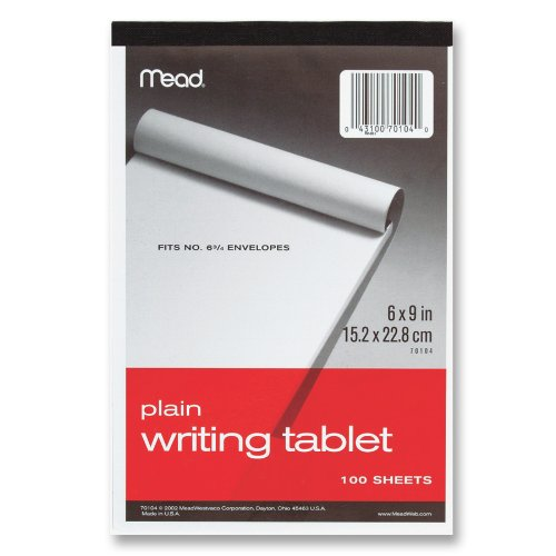 Writing Tablet 100 Sheets 6" x 9"